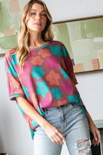 Load image into Gallery viewer, HOPELY Full Size Floral Round Neck Side Slit T-Shirt