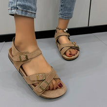 Load image into Gallery viewer, Open Toe Flat Buckle Sandals