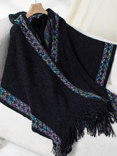 Load image into Gallery viewer, Fringe Half Sleeve Hooded Poncho