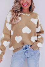 Load image into Gallery viewer, Heart Round Neck Long Sleeve Sweater