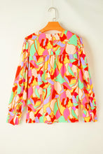 Load image into Gallery viewer, Contrast Print Round Neck Long Sleeve Blouse