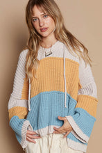 Load image into Gallery viewer, POL Color Block Long Sleeve Hooded Sweater