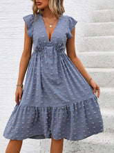 Load image into Gallery viewer, Swiss Dot V-Neck Cap Sleeve Dress