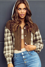 Load image into Gallery viewer, Raw Hem Plaid Cropped Hooded Jacket
