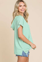 Load image into Gallery viewer, Culture Code Full Size Striped Short Sleeve Hooded Top
