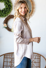 Load image into Gallery viewer, First Love Full Size Ditsy Dot Button Down Collared Satin Shirt