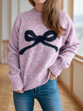 Load image into Gallery viewer, Bow Round Neck Long Sleeve Sweater