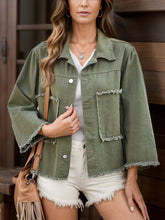 Load image into Gallery viewer, Raw Hem Button Up Denim Jacket