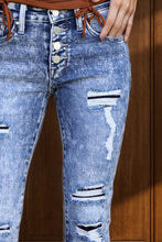 Load image into Gallery viewer, Distressed Button-Fly Bootcut Jeans with Pockets