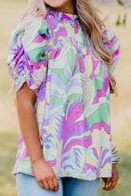 Load image into Gallery viewer, Smocked Round Neck Short Sleeve Blouse