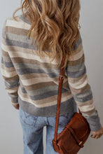 Load image into Gallery viewer, Striped Round Neck Long Sleeve Sweater