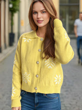 Load image into Gallery viewer, Pearl Trim Collared Neck Long Sleeve Cardigan