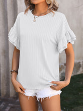 Load image into Gallery viewer, Ruffled Round Neck Short Sleeve Top