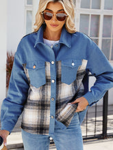 Load image into Gallery viewer, Plaid Button Up Long Sleeve Denim Jacket