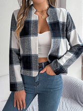 Load image into Gallery viewer, Plaid Open Front Long Sleeve Jacket
