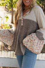 Load image into Gallery viewer, Floral Half Button Long Sleeve T-Shirt
