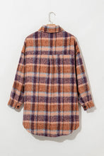 Load image into Gallery viewer, Plus Size Plaid Collared Neck Long Sleeve Jacket