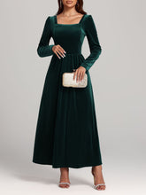 Load image into Gallery viewer, Velvet Square Neck Long Sleeve Dress