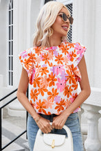 Load image into Gallery viewer, Printed Round Neck Cap Sleeve Blouse