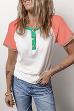 Load image into Gallery viewer, Color Block Round Neck Short Sleeve T-Shirt