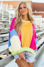 Load image into Gallery viewer, Color Block Round Neck Long Sleeve Top