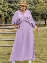Load image into Gallery viewer, Plus Size Swiss Dot V-Neck Midi Dress