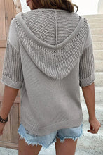 Load image into Gallery viewer, Drawstring Half Sleeve Hooded Sweater