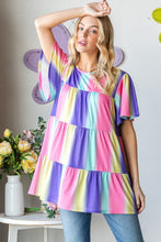 Load image into Gallery viewer, Heimish Full Size Short Sleeve Striped Tiered Top