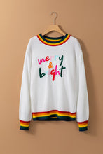 Load image into Gallery viewer, MERRY &amp; BRIGHT Ribbed Round Neck Sweater