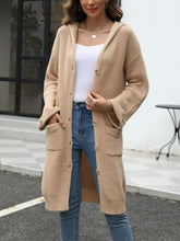 Load image into Gallery viewer, Pocketed Button Up Long Sleeve Hooded Cardigan