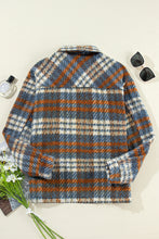 Load image into Gallery viewer, Plaid Collared Neck Jacket with Chest Pockets