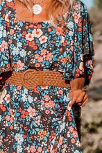Load image into Gallery viewer, Tied Printed Round Neck Half Sleeve Dress
