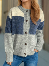 Load image into Gallery viewer, Color Block Round Neck Button Up Cardigan