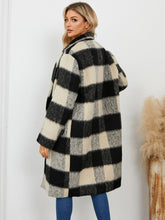 Load image into Gallery viewer, Plaid Double-Breasted Long Sleeve Coat