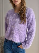 Load image into Gallery viewer, Heart Button Round Neck Cardigan