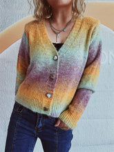Load image into Gallery viewer, Gradient Heart Shape Button V-Neck Cardigan