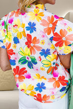Load image into Gallery viewer, Ruffled Printed Notched Cap Sleeve Blouse