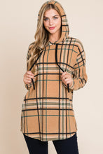 Load image into Gallery viewer, BOMBOM Drawstring Plaid Long Sleeve Hoodie
