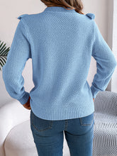 Load image into Gallery viewer, Ruffled Round Neck Long Sleeve Sweater