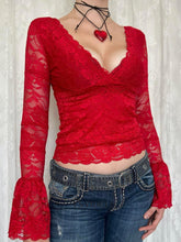 Load image into Gallery viewer, Lace Surplice Long Sleeve Blouse