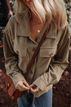Load image into Gallery viewer, Textured Pocketed Collared Neck Long Sleeve Shacket