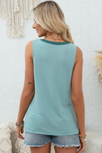 Load image into Gallery viewer, Textured Striped V-Neck Tank