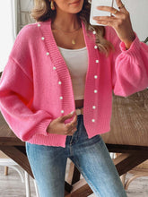 Load image into Gallery viewer, Pearl Open Front Long Sleeve Cardigan