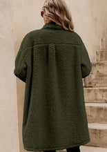 Load image into Gallery viewer, Collared Neck Long Sleeve Longline Teddy Jacket