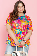 Load image into Gallery viewer, Plus Size Printed Round Neck Short Sleeve Top