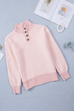 Load image into Gallery viewer, Button Detail Mock Neck Long Sleeve Sweater
