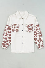 Load image into Gallery viewer, Raw Hem Animal Print Long Sleeve Denim Jacket