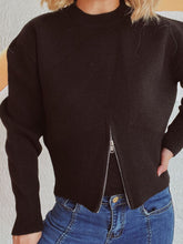 Load image into Gallery viewer, Round Neck Half Zip Long Sleeve Sweater