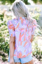Load image into Gallery viewer, Smocked Round Neck Short Sleeve Blouse