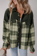 Load image into Gallery viewer, Snap Down Collared Neck Plaid Shacket